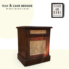 Teak and cane bedside