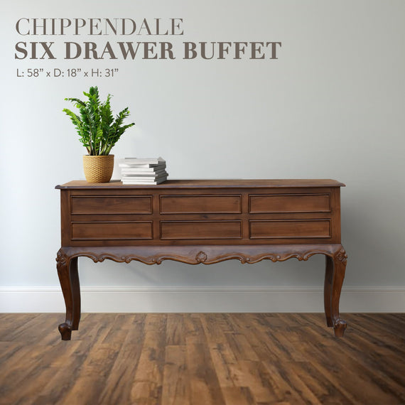 Chippendale 6 Drawer Buffet